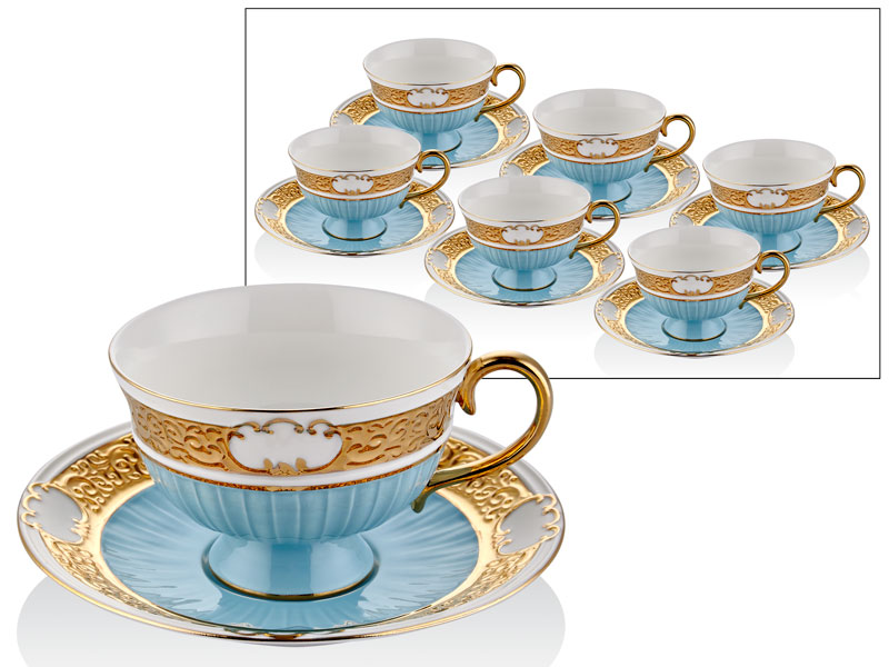 RUBENS BLUE GOLD 6'LI ÇAY FİNCAN SETİ