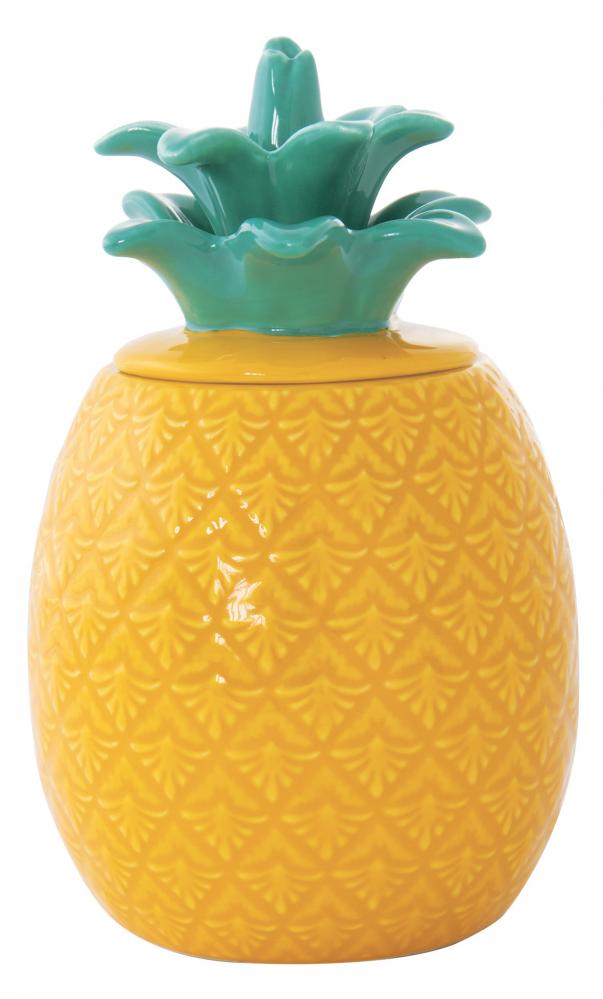 PIYG Porselen Ananas Şeklinde Kavanoz 9x9x15h cm Sarı-Yeşil