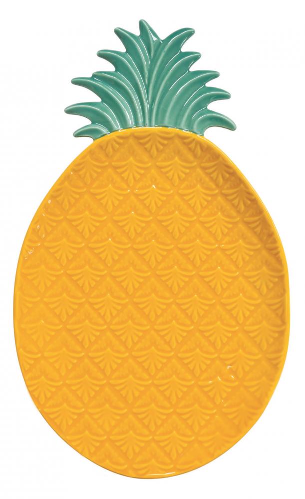 PIYG Porselen Ananas Şeklinde Servis Tabağı 28x17cm Sarı-Yeş