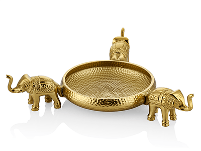 Elefante 3 Filli Gold Dekoratif Kase